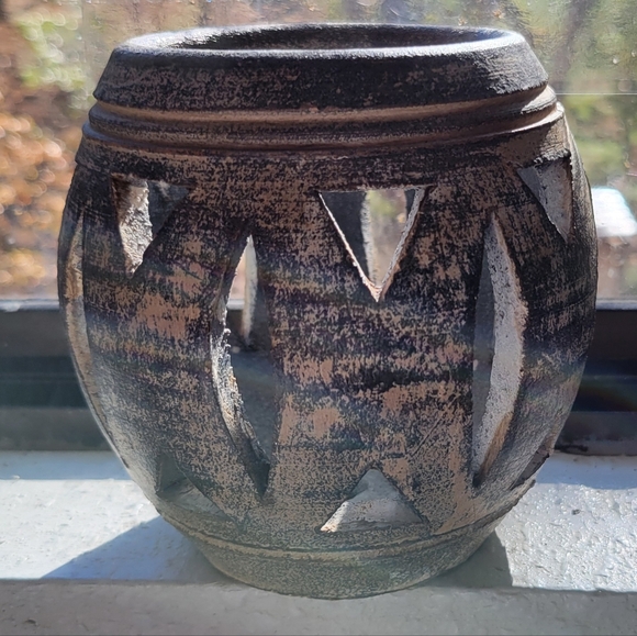 Studio Art Pottery Pot Luminary Candle Holder Hand Made Design Ceramics - Picture 4 of 12